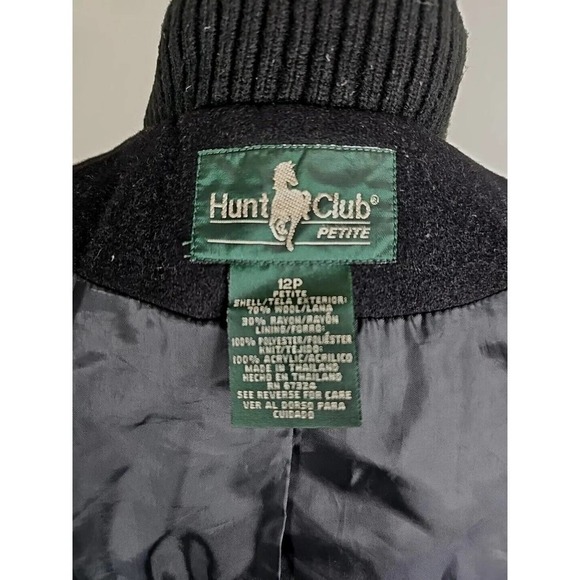VTG. Hunt Club ~Woman Size12 Petite~ Black Wool Blend Jacket Coat. - Picture 8 of 12